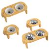 Wooden Stand Holder Raised Pet Bowl Stainless Steel Bowl Dog Feeder Dish  Small Dogs