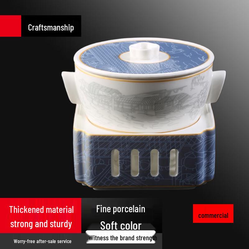 Qingming Scroll Ceramic Candle-Heated Stew Pot