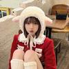 Furry Cartoon Head Cover with Ear for Outdoor Sports Furry Hat Bonnet Lamb Oversized Headgear Hat for Winter