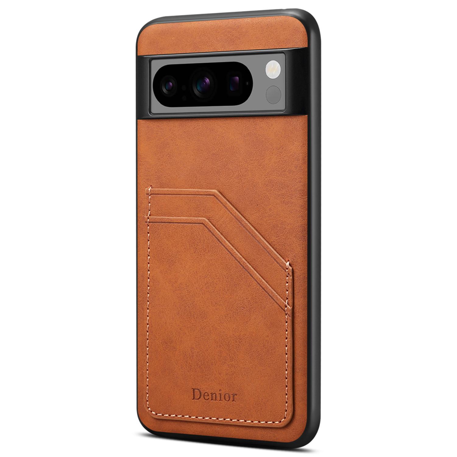 

DENIOR For Google Pixel 8 Pro Cell Phone Case Retro Dual Card Slots Back Shell A