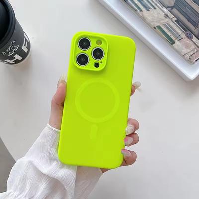 Original Liquid Silicone Matte Fluorescence For Magsafe Case For iPhone 16 15 14 13 12 Pro Max Wireless Charge Magnetic Soft Cover