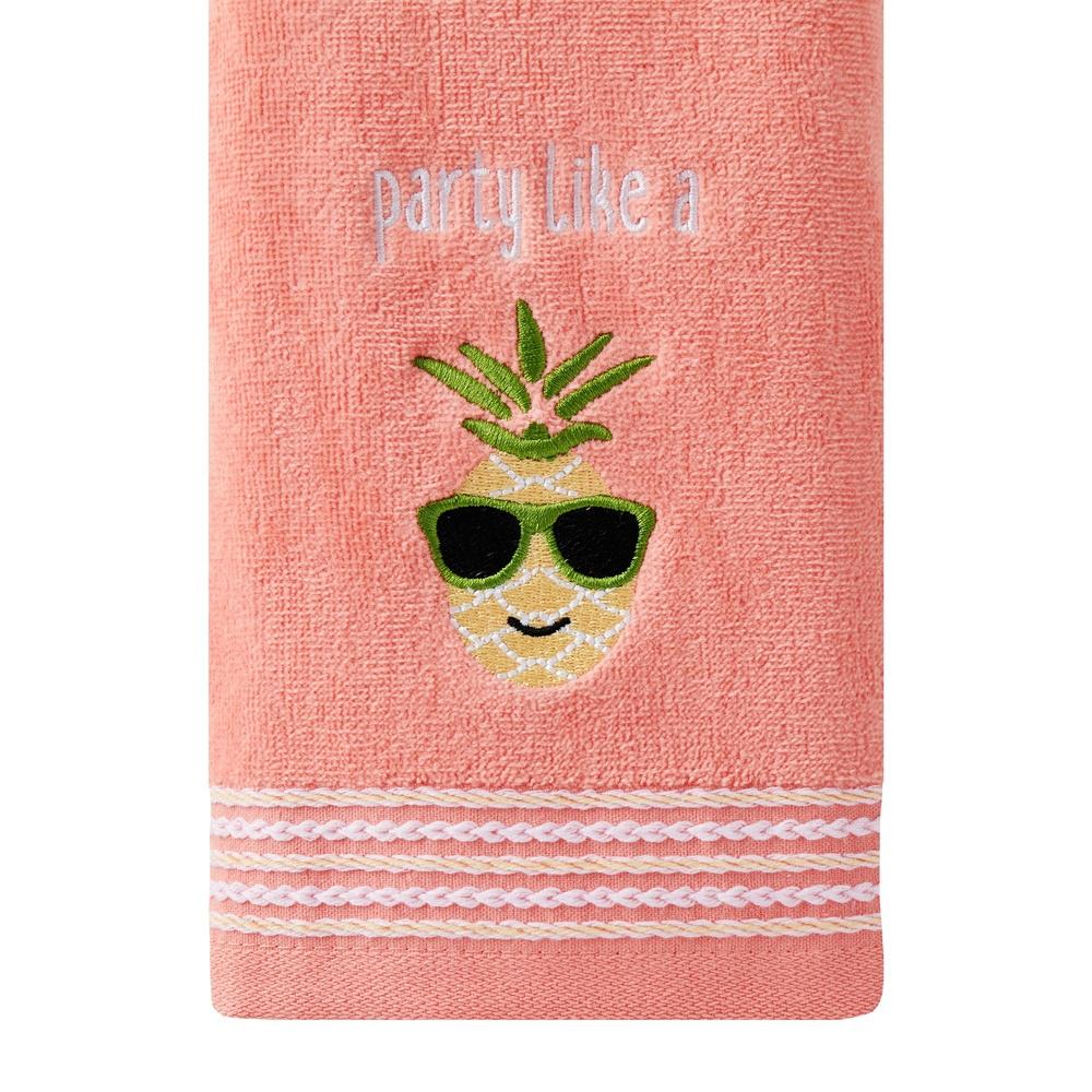 Tropical Pineapple Hand Towel Set 2 Piece Cotton Plush Fun Washroom Decor Embroidered Novelty Towels