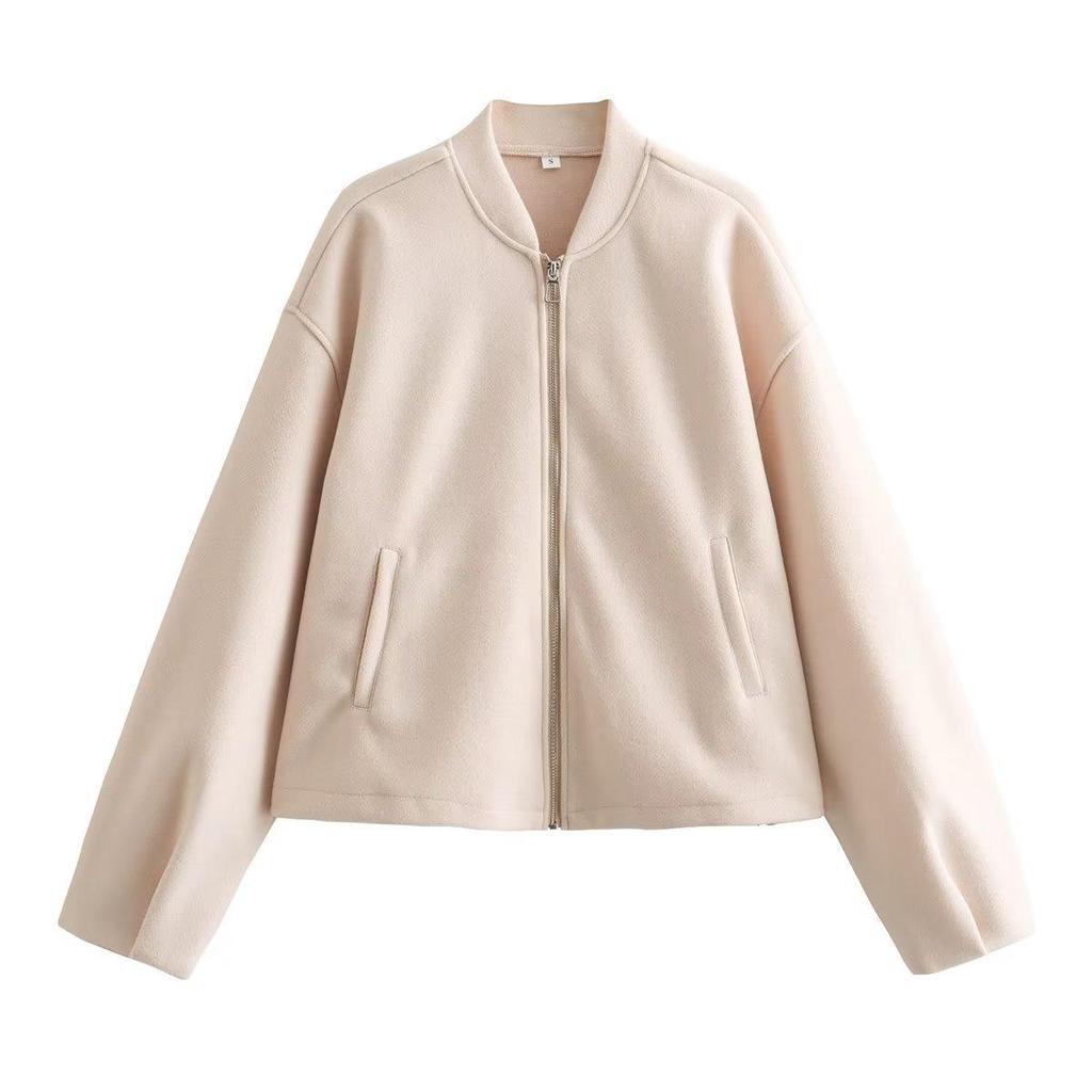 Autumn Winter Women's Wear Fashion Casual Loose Versatile Stand Up Collar Soft Jacket Coat