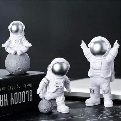 Pryskyřice Socha astronauta Kosmonauta Ornament Domácí kancelář Stolní figurka Dekory Sada 3 kusů