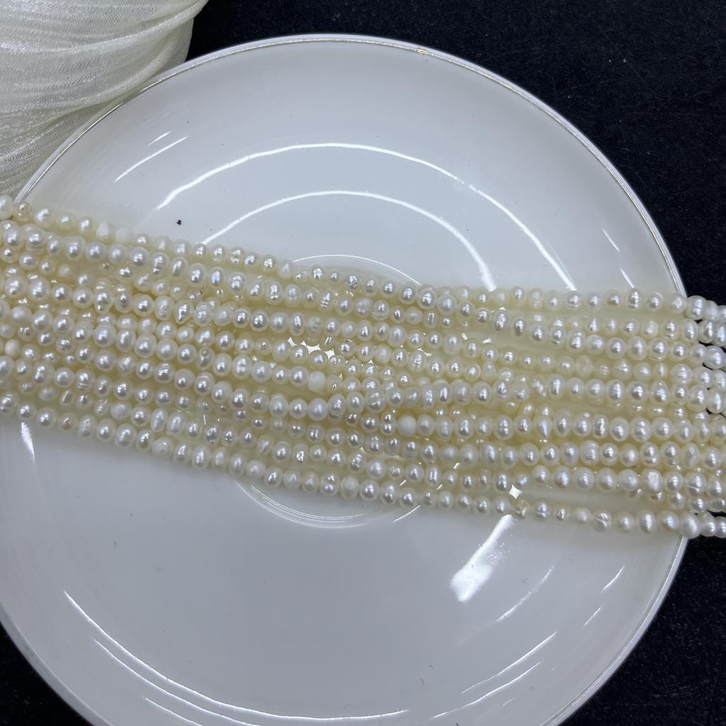 1String, White Natural Freshwater Pearls Beads for Jewelry Making DIY Crafts (Beads 3-4mm, Length 36cm)