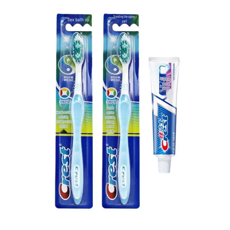 Crest Oral Care Set: Soft & Firm Toothbrushes + 7-Effect Toothpaste