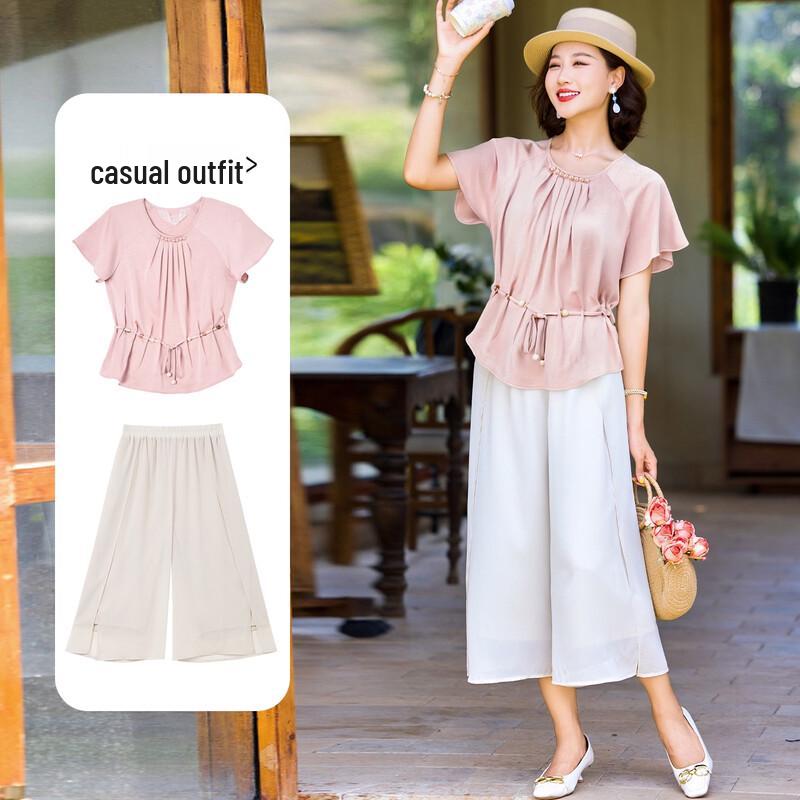 Women s Elegant Summer T-Shirt Two-Piece Set XL