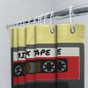 Retro Mix Tape Duschvorhang Gelb Rot 80er Jahre Stil Audio Kassette Dekor für Badezimmer