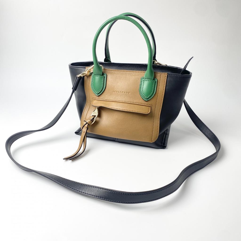 Used LongchampShoulder Bag black/Brown/Green Leather Women