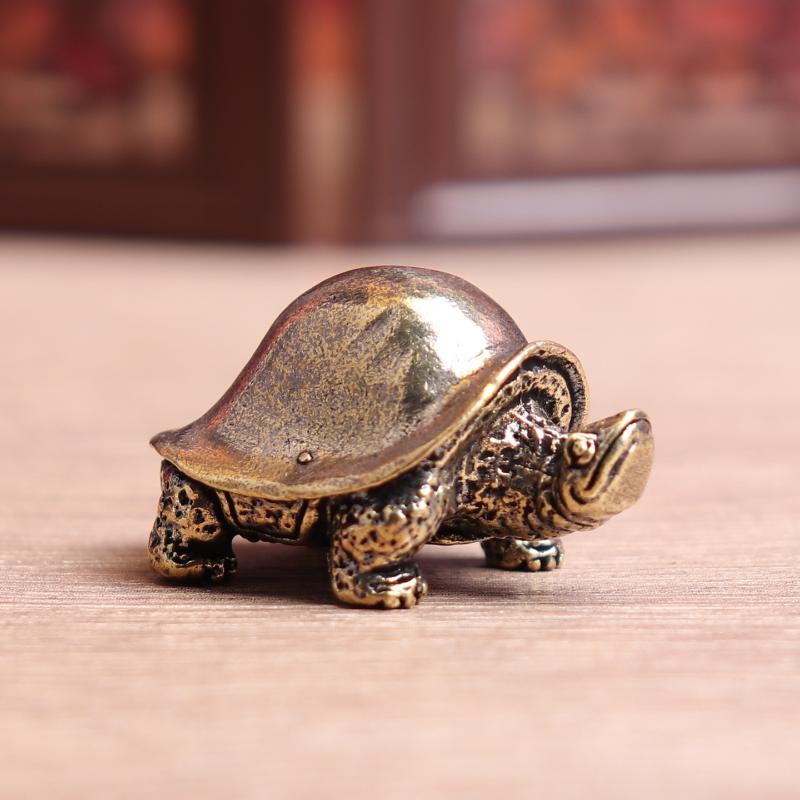 Retro Brass Feng Shui Turtle Bronze Figurines Miniatures Crafts Desktop Ornaments Home Decoration Accessories