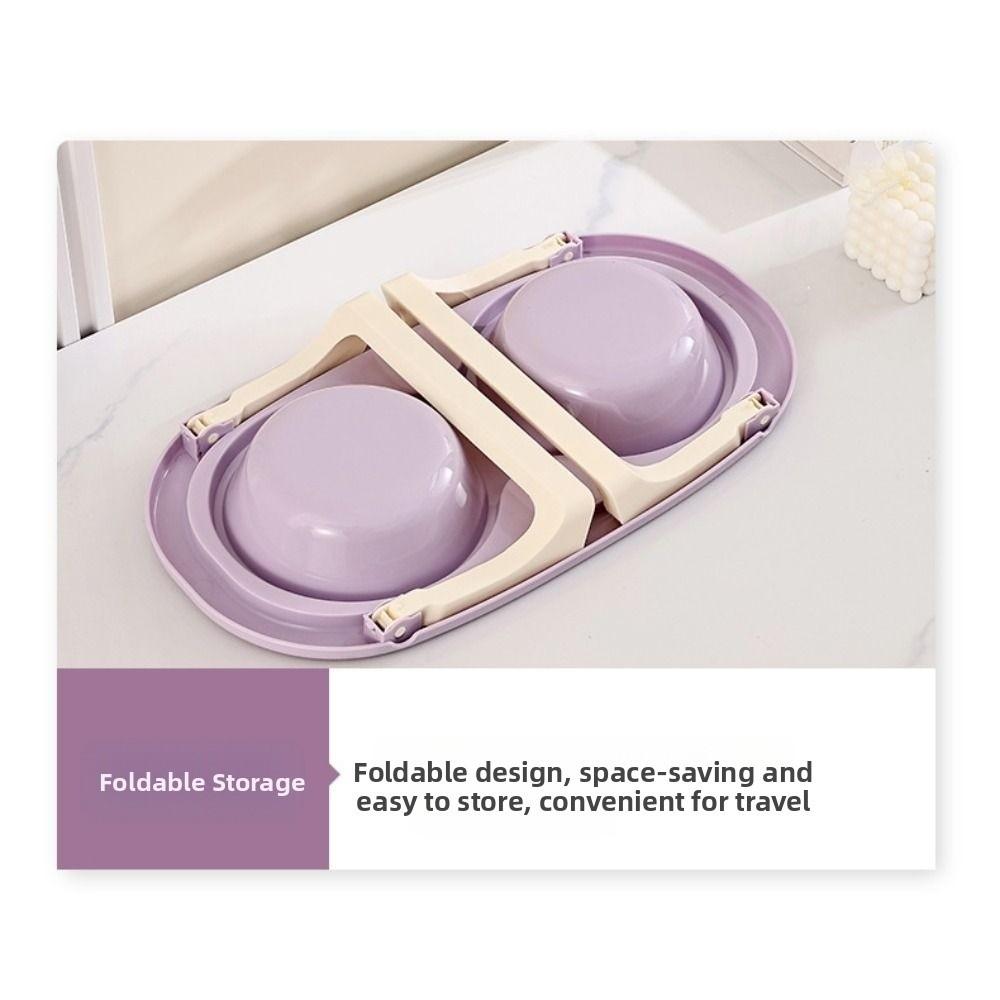 Anti-flip Cat Food Water Bowl Double Bowls Elevated Pet Feeder Bowl  Wet Dry Food