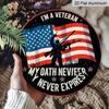 2D Flat 1pc, 8x8 in, I Am A Veteran Themed Circular Aluminum Metal Sign, with Signage for Walls, Rooms, Gardens, Courtyards, Bedrooms, Offices, Home