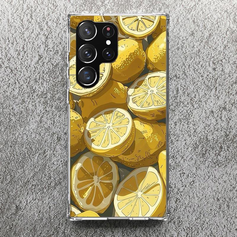 Summer Fruits Lemon Print Soft Case for Samsung Galaxy S25 S24 S23 S22 Ultra S21 Plus S20 FE Phone Shell S10 + Pattern Cover