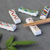 Waza no Stylish Japanese Kutani Ware Chopstick Set of with Iroe Komon Ceramic Cutlery Made in Kura Rests, 5, (Fine Pattern) Design. High-Quality