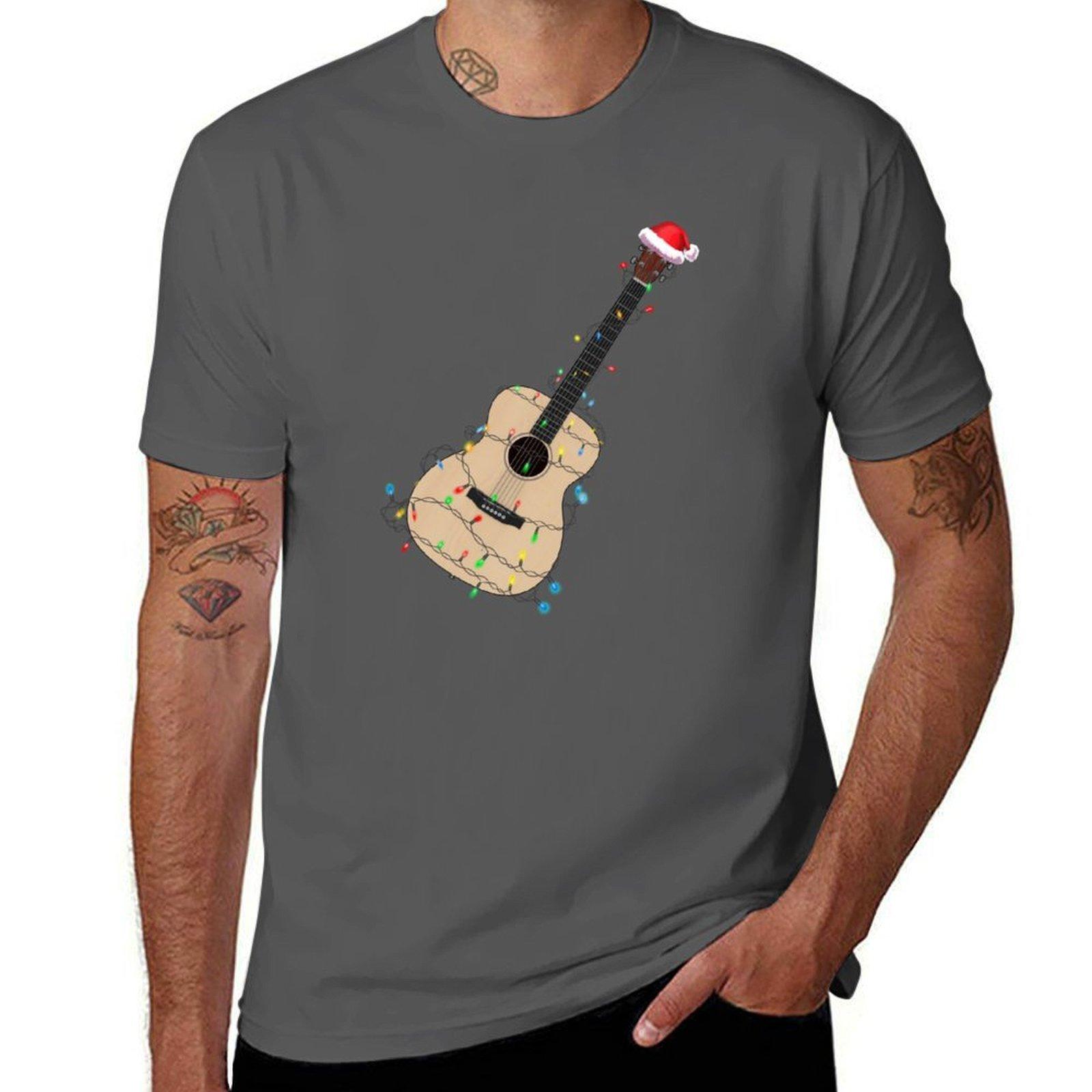 

Christmas Guitar Player Xmas Musician Gift Idea T-Shirt man t shirt cotton anime tshirt T-Shirt 4XL