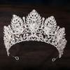 DIEZI Korean Bridal AB Crystal Rhinestone Big Tiara Crown For Women Girls Wedding Party Crown Hair Dress Jewelry Accessories