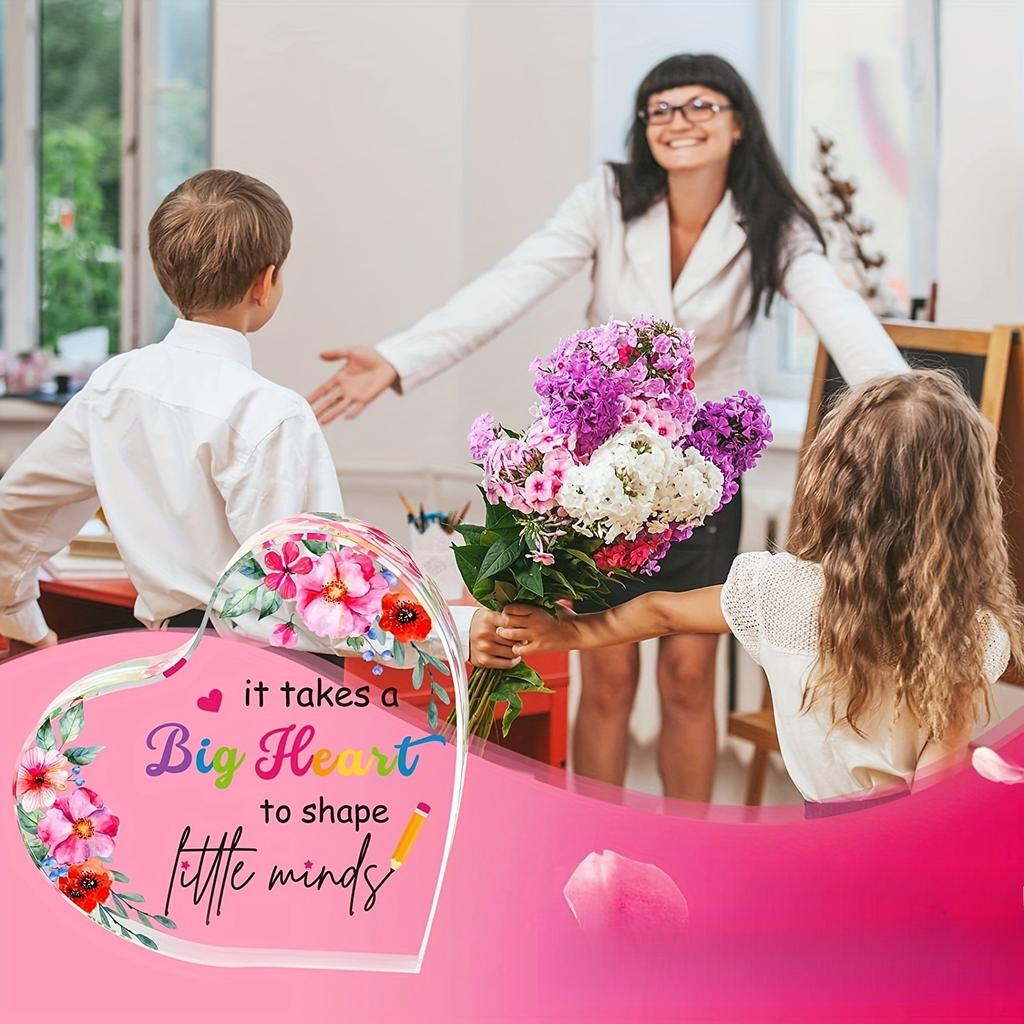 Cherished Teacher Appreciation Gift - Acrylic Keepsake with Inspirational Quotes, Perfect for Desk Decor, Graduation & Retirement, Teacher's Day, Best