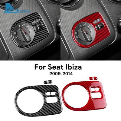 Real Soft Carbon Fiber Sticker For Ibiza 6j 2009 2010 2011 2012 2013 2014 LHD RHD Car Headlight Switch Frame Interior Trim