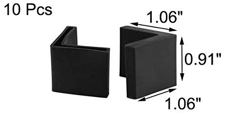 Uxcell L-förmige Möbelfußkappen, 25mm x 25mm Winkelstahl-Fußpolster, L-förmige Kunststoff-Beinkappen-Schutzvorrichtungen, Schwarz, 10 Stück