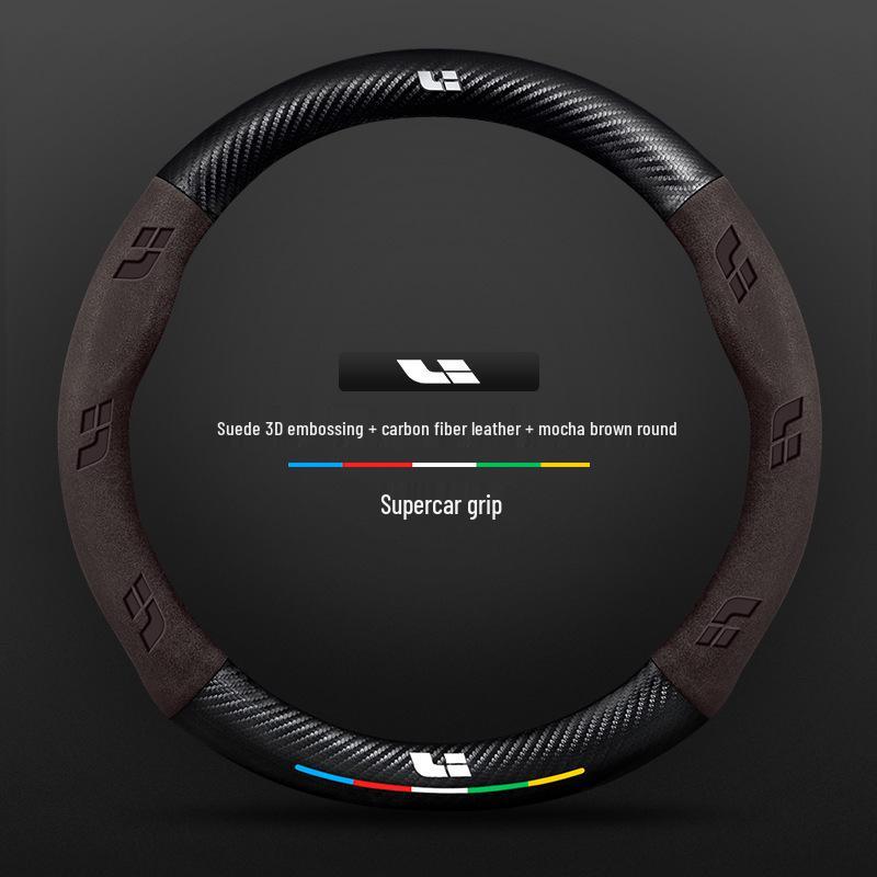 Ideal Steering Wheel Cover – Genuine Leather & Suede, Carbon Fiber, Four Seasons Compatible (Models: ONE L9, L8, L7, L6 MEGA)