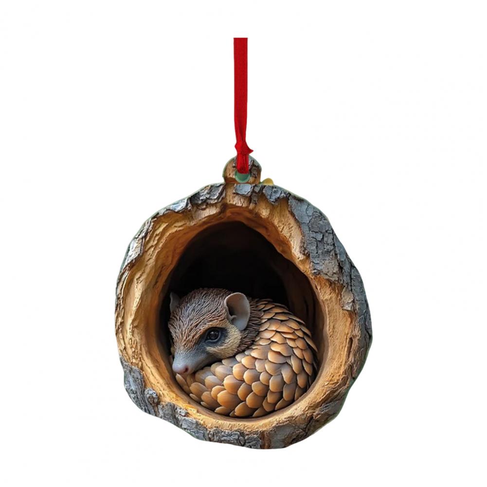 Stylish Rustic Christmas Ornaments Oval Shape Holiday Decorations Christmas Forest Ornaments Cartoon for Tree for Festive