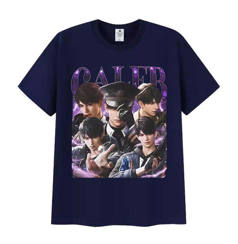 Girl Dinner Love and Deepspace Caleb Print T-Shirts Men Women Summer O-Neck Cotton T Shirts Retro Oversized Short Sleeve T Shirt