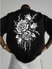 2026 Men's Summer New Fashion Casual Rose Patterned Print T-Shirt Casual 100% Cotton Short Sleeve