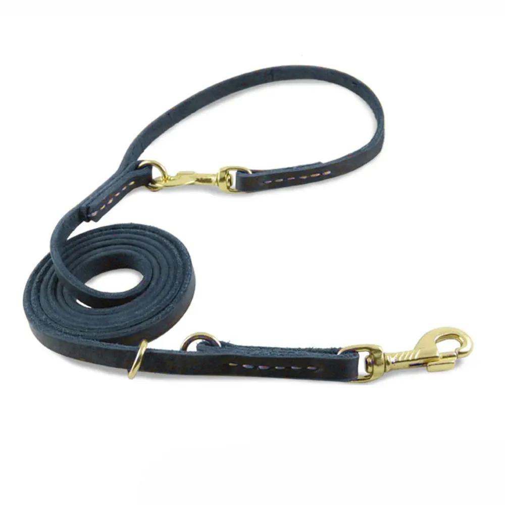 Echtes Leder Freihändig Verstellbare Servicehundeleine Stark Multifunktional Crossbody-Leine Für Hunde 7 Anwendungen In Einer Haustierleine schwarz