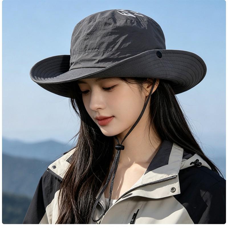 Unisex Foldable Wide Brim Sun Hat Hiking Fishing Outdoor Travel UV Protection Adjustable Chin Strap