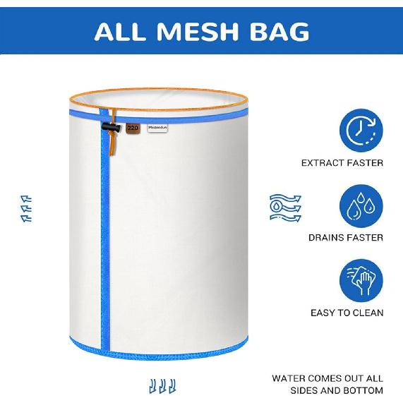 5-Gallon Mesh Filter Bags, 5 Pack Reusable Micron Bags With Pressing Screen & Storage Pouch, Fine Nylon Mesh Strainer Bag Set for 5 Gallon Bucket (25