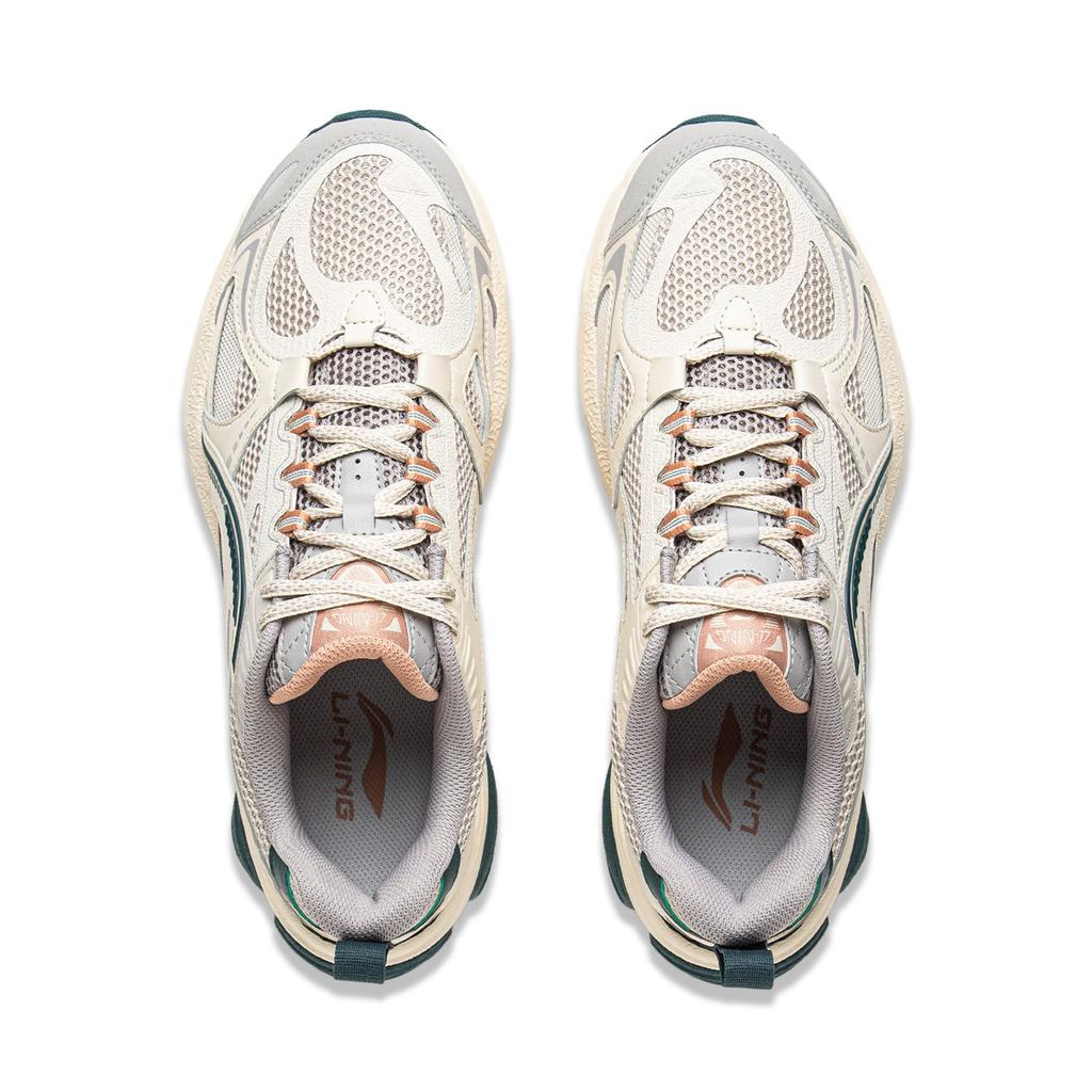 Li Ning Fuyao Boom Cushioning Slip Resistant Abrasion Resistant Rebound Low Top Running Shoes Men's Beige Gray ARXV005-5