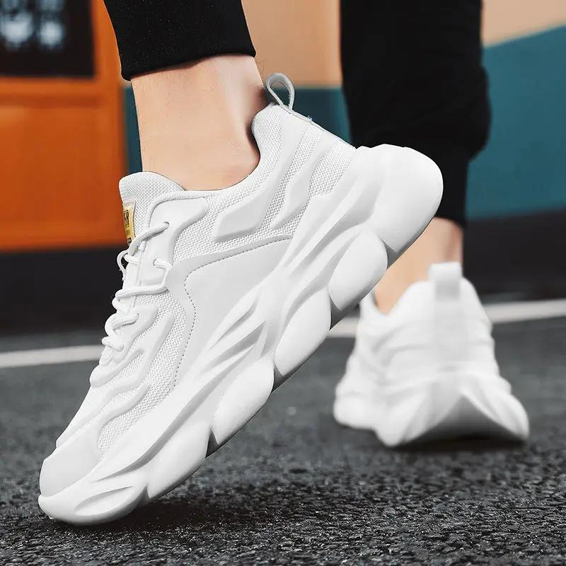 Fashion Breathable Sports Shoes for Men Thick Platform Cushioned Insole Without Leather Miked Colour Running Jogging Man Casual Sneaker
