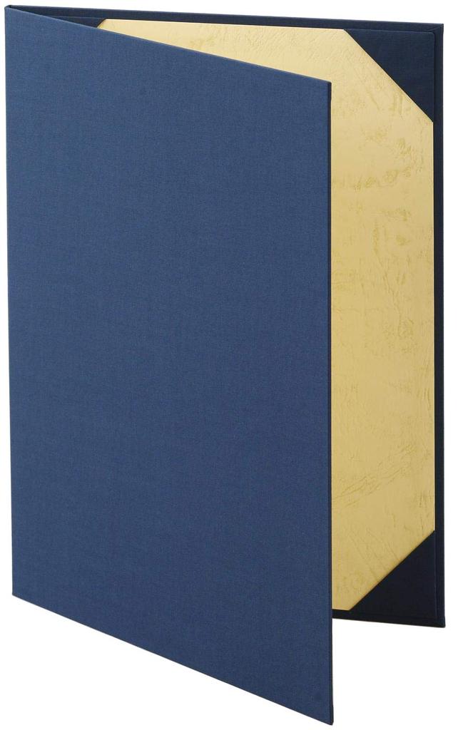 Mino Shokai Certificate Navy No Pad 2 File, Cloth, Blue, (A4, Sheets, 9272-08)