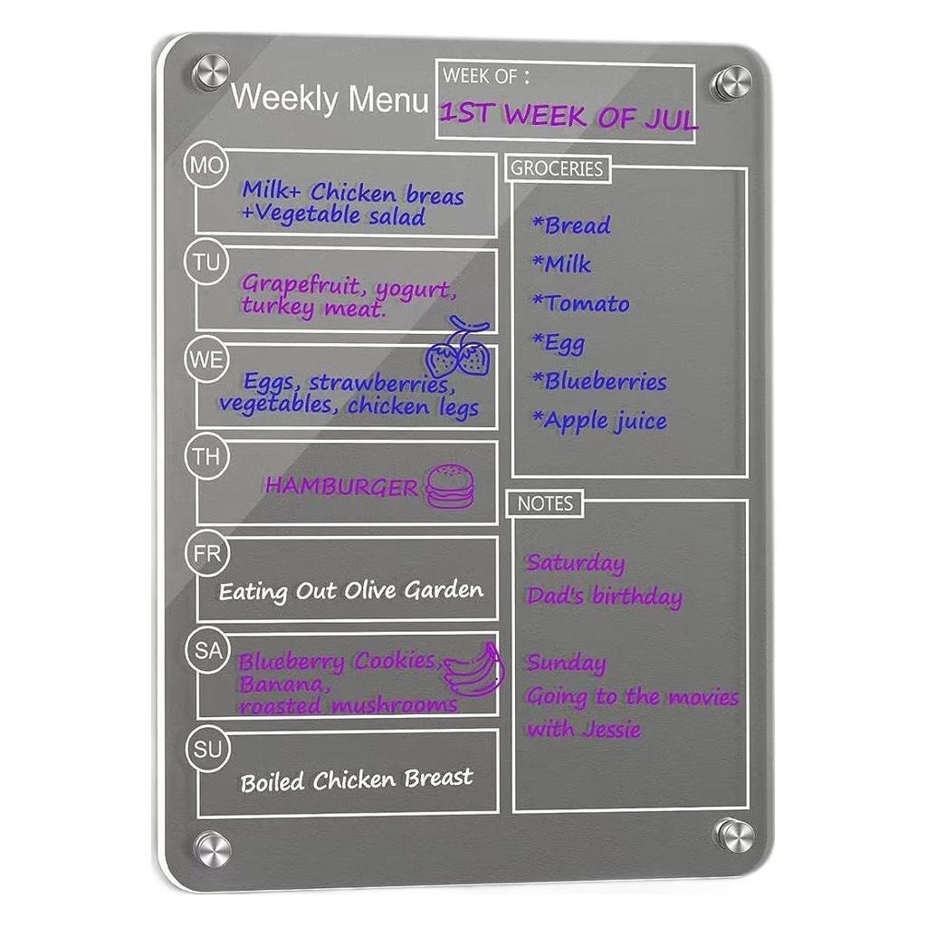 Acrylic Magnetic Dry Erase Memo Board for Refrigerators