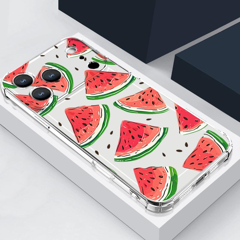 Kersenfruitpatroon Siliconen Telefoonhoesje Voor iPhone 17 Pro Max 16 15 Pro Max 14 13 12 Pro Max 11 Schokbestendig Zacht TPU Transparante Cover