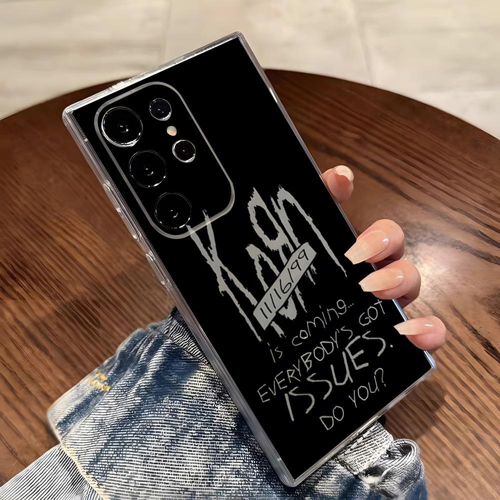 

Чехол для телефона K-Korn Hot Metal Rock Band для Samsung S26 S25 S24 Ultra S23 Fe S22 S20 S21 Plus Plus 5G Fe Прозрачная крышка Galaxy A54 5G
