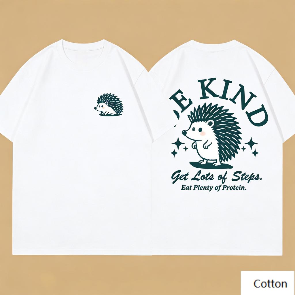 Cute Cartoon Bear Be Kind Print Cotton T Shirt Unisex Women Retro Streetwear Loose Casual Tee