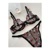 Burgundy Silver Star Patterned Underwire Bra Set - Lingerie Haven