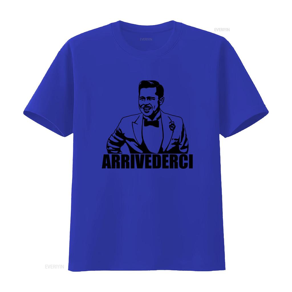 Stylish Arrivederci T Shirt for Men Classic Design with Elegant Suit Print vintage Washed fashion Casual Top For Everyday Wear