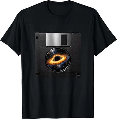 Floppy Disk Schwarzes Loch Vintage 90er Jahre Tech Weltraum Astronomie Nerd T-Shirt