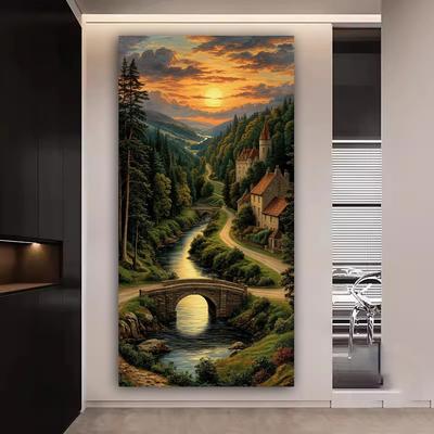 Flusswaldhaus Große Größe Diamantmalerei Neue Kollektion Landschaft DIY Vollbohrer Strassstickerei Mosaik Kreuzstich-Sets