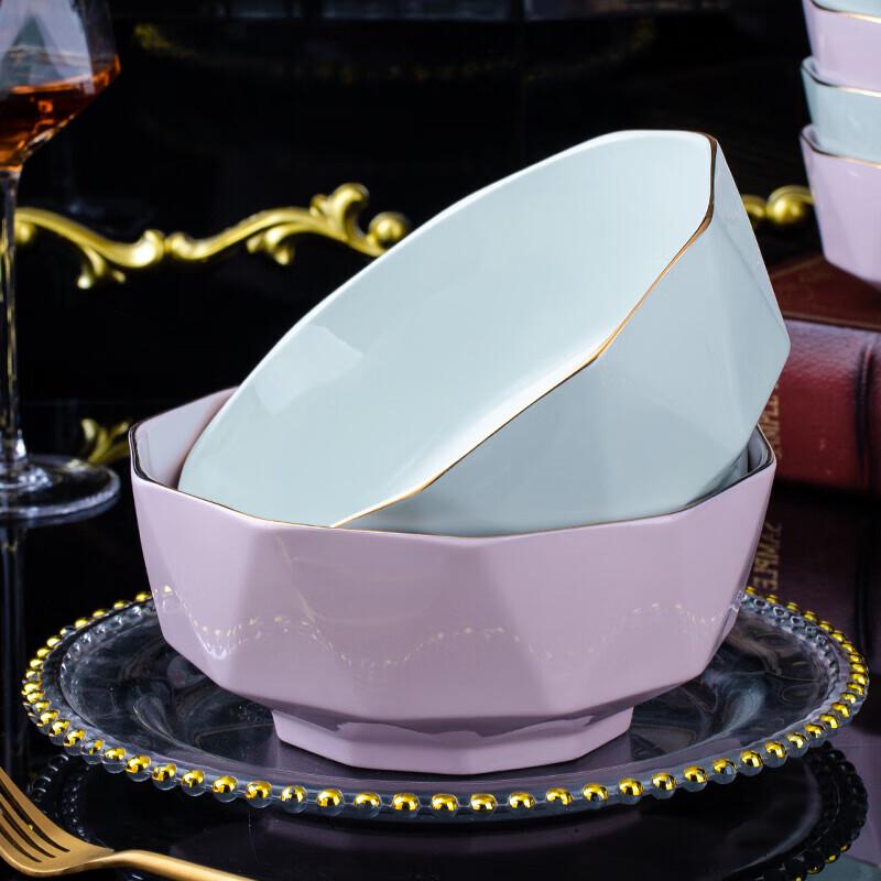 Jingdezhen Ceramic Gold-Rimmed Rice Bowl Set
