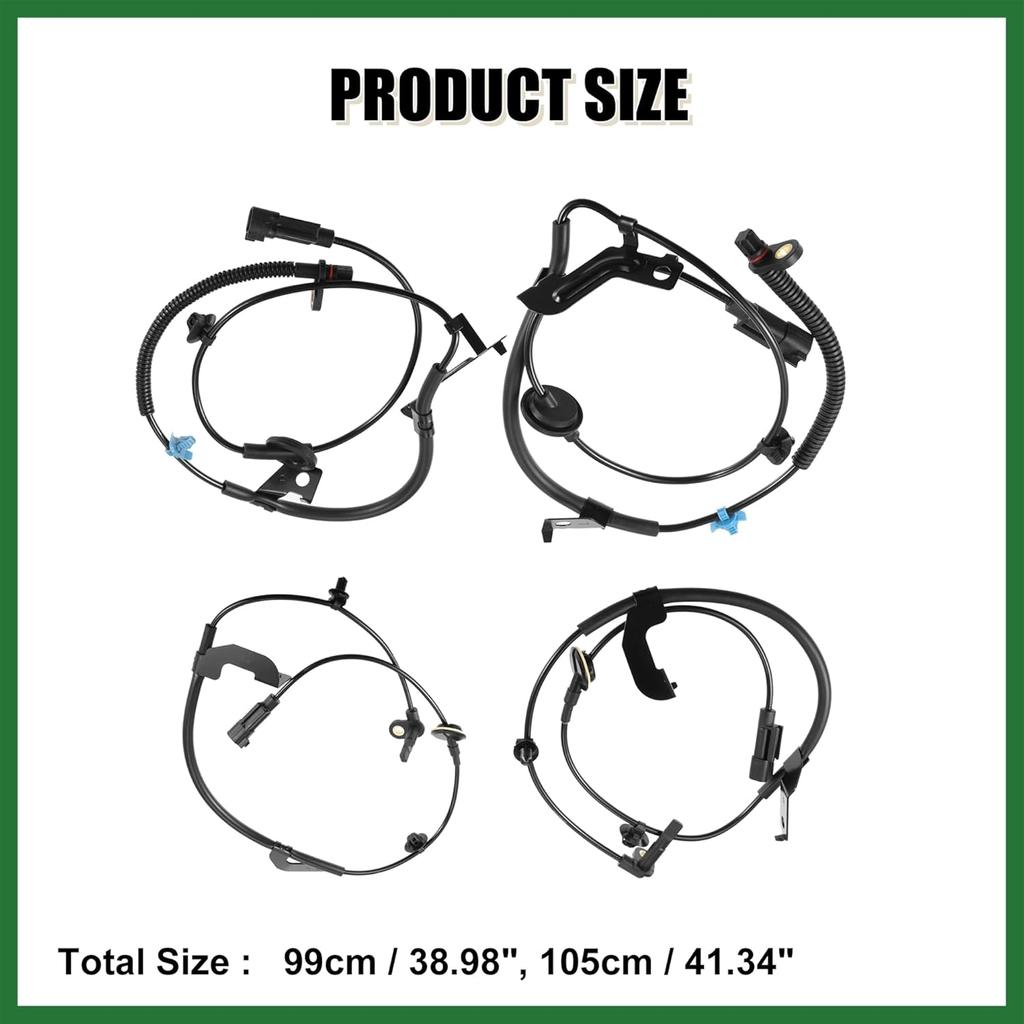 Motoforti 4pcs 56029338AB 56029338AC ABS Wheel Speed Sensor Front Rear for Chrysler 200 2011-2014 for Chrysler Sebring 2007-2010 for Dodge Avenger