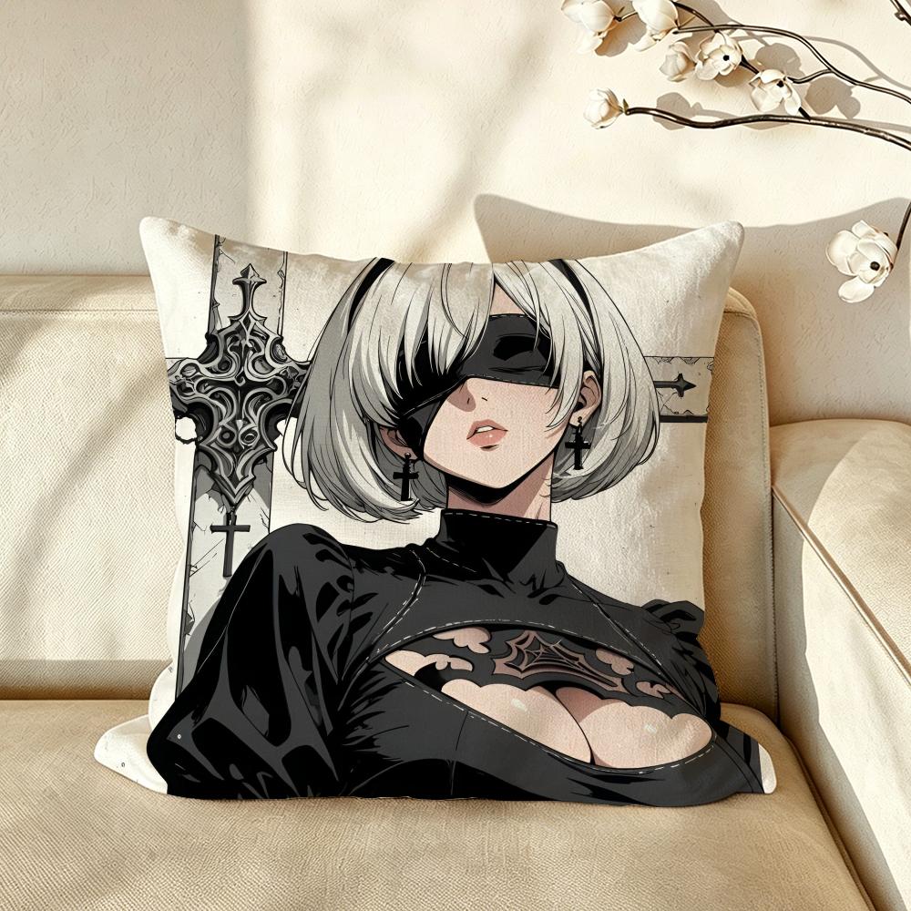 Game NNieR AAutomata Cushion Cover Pillow Case Antidustmite Pillowcase Silky Short Plush Sofa Cushion Cover hot