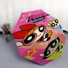 Powerpuff Girls Automatic Opening/Closing Umbrella - Portable 3-Fold Design with 8-Bone Steel Frame - for Fans, Travelers, and Everyday Use