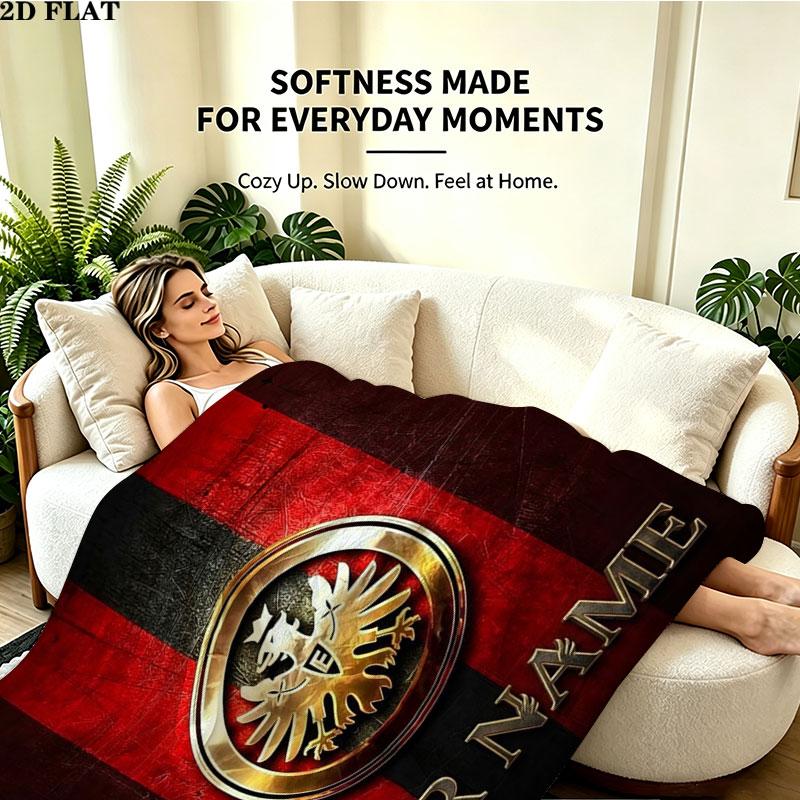 1PC Eintracht Frankfurt Custom Name Patterned Flannel Blanket Suitable For All Seasons for Home Decor Warmth and Comfort Gifts Holiday Present