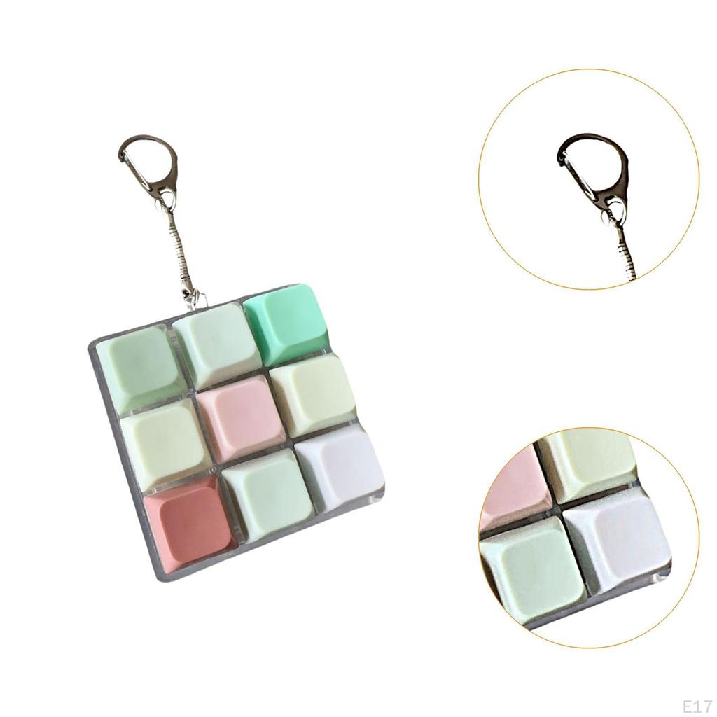 Fidget Keychain Mechanical Key Button 9-Button for Office Home Gift Birthday Drive Away