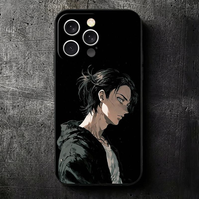 A-Attack On T-Titan Eren Yeager Soft Phone Case for iPhone 16 16E 17 Air 15 Pro Max 14 Plus 13 Mini 11 12 7 Black Cover Back She