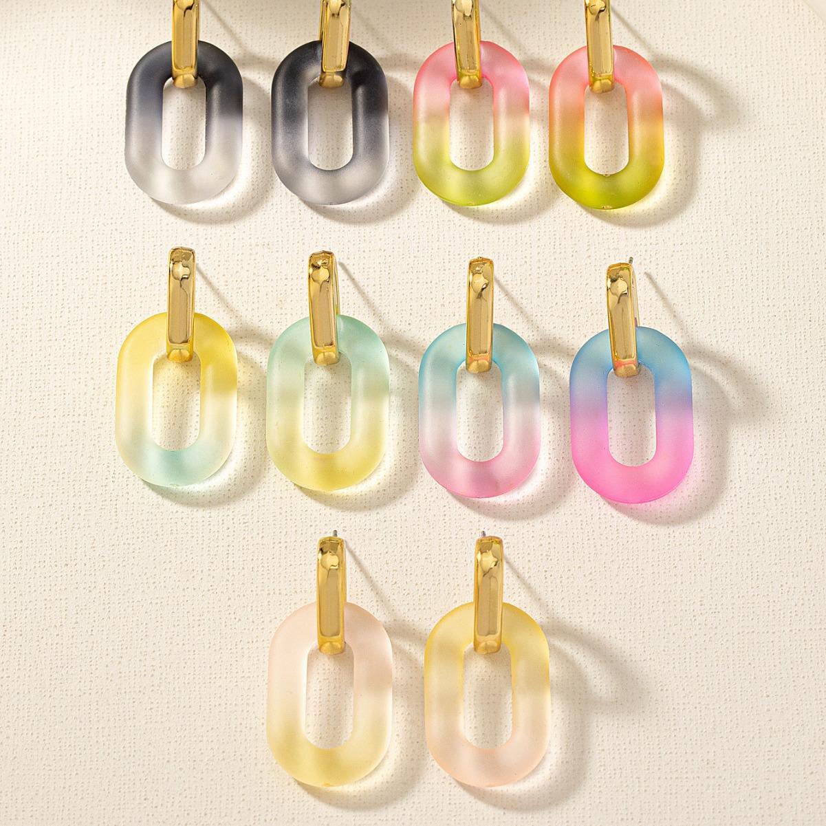 Новые модные акриловые серьги-гвоздики прозрачные с постепенным изменением цвета, конфетные цвета, серьги, украшения для ушей, женские