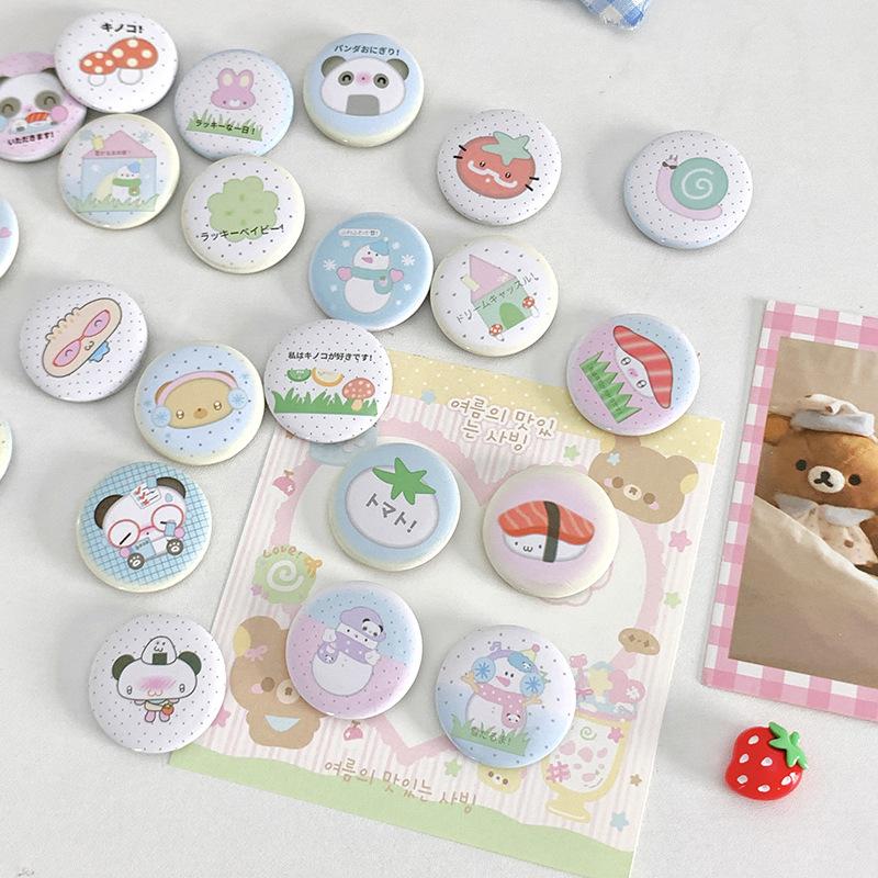 6Pcs Cute Cartoon Mini Cartoon Retro Button Badge Kawaii Kids Backpack Pencil Bag Handheld Diy Decorative Brooch Pin Accessories